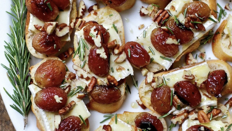 Roasted Grape & Whipped Ricotta Crostini